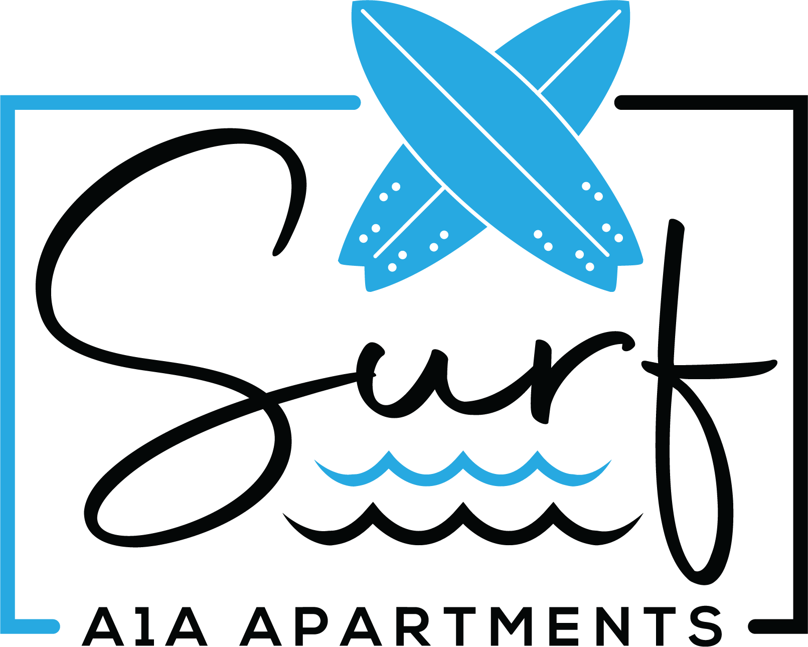 A blue stylized fish is above the word "Salt" and below the words "A1A Apartments."